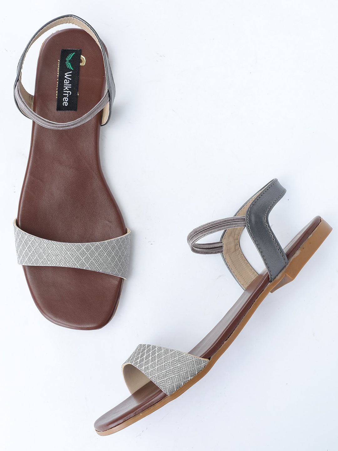 

Walkfree Women Silver-Toned Open Toe Flats
