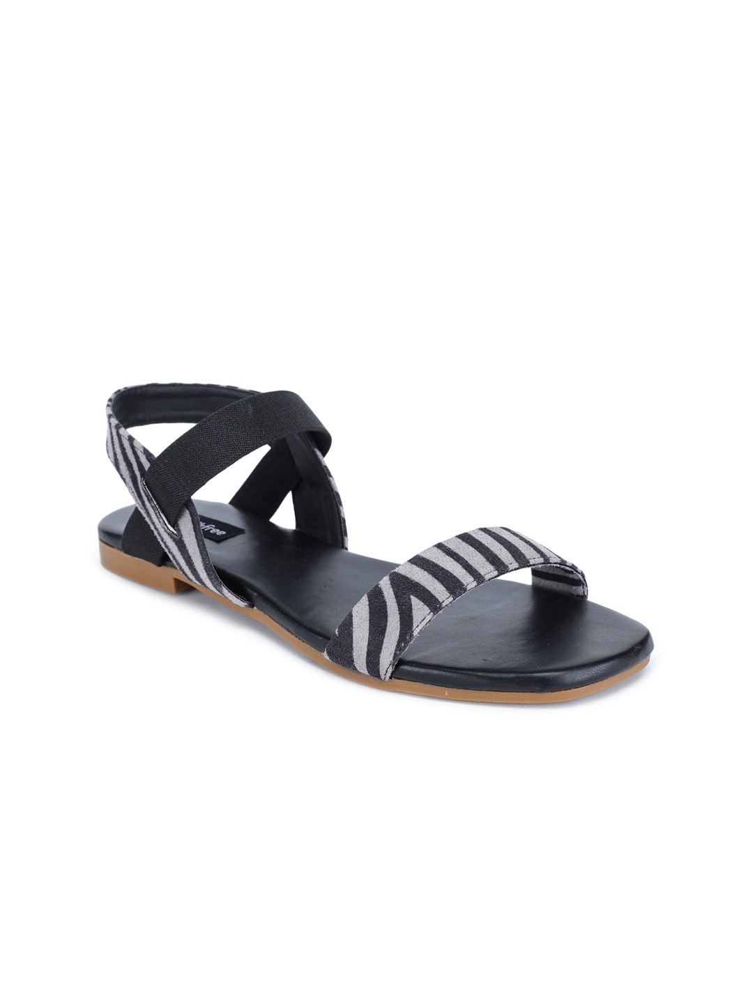 

Walkfree Women Grey Printed Open Toe Flats
