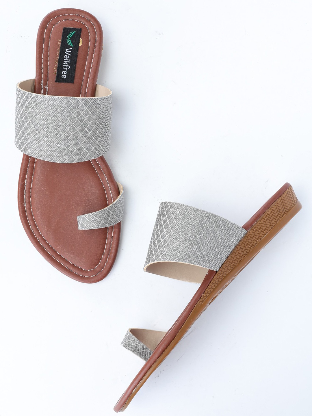 

Walkfree Women Silver-Toned One Toe Flats