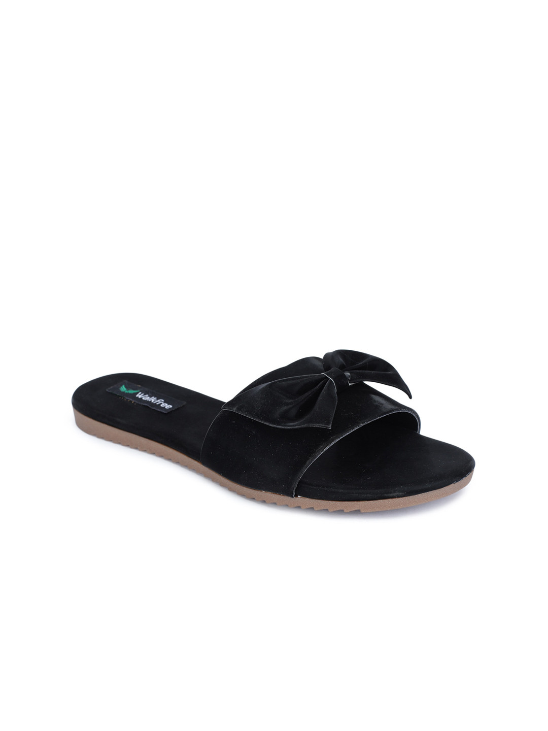 

Walkfree Women Black Embellished Open Toe Flats with Bows