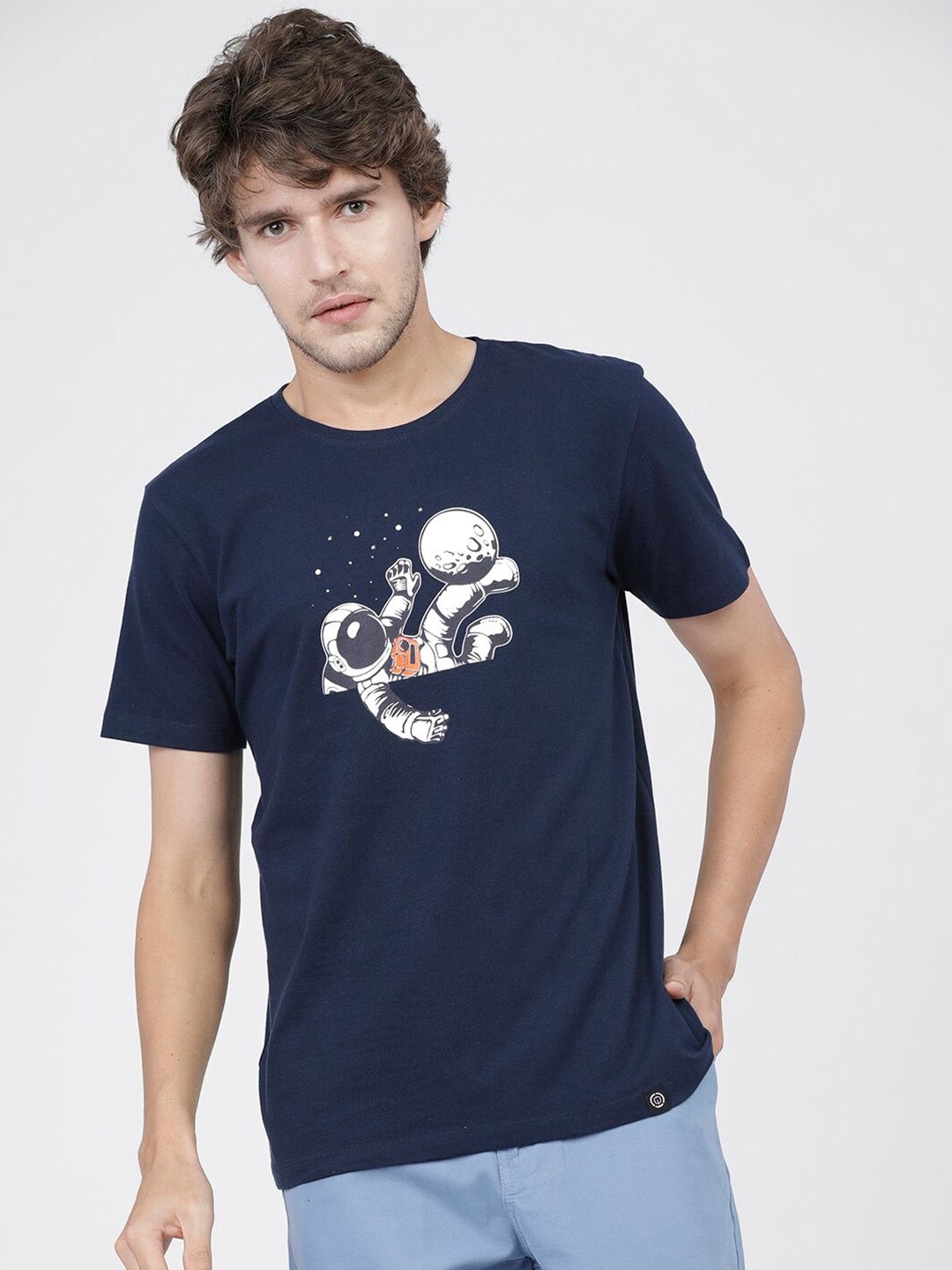 

LOCOMOTIVE Men Navy Blue Printed Slim Fit T-shirt