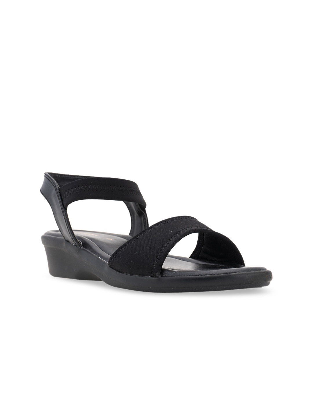 

Khadims Black Solid Wedge Sandals
