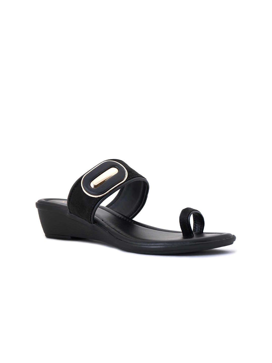 

Khadims Black Wedge Sandals