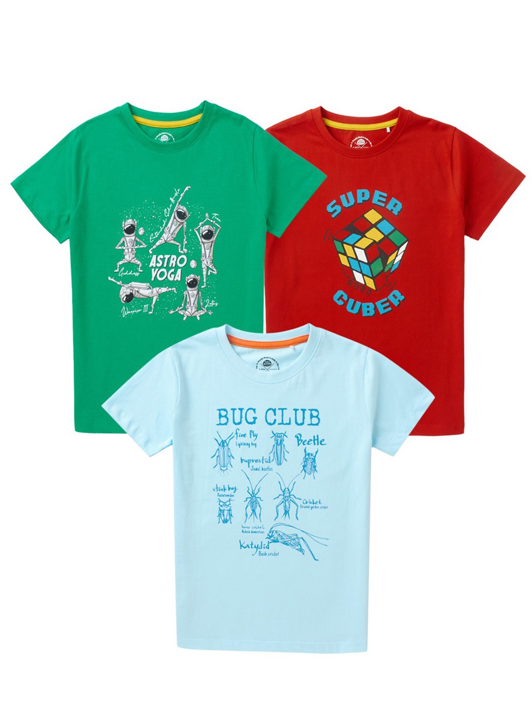 

Cub McPaws Boys Pack Of 3 Cotton T-shirts, Blue