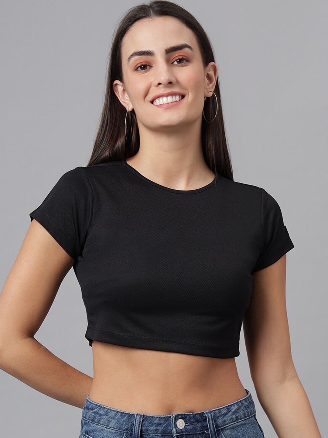 

FINSBURY LONDON Black Regular Crop Top