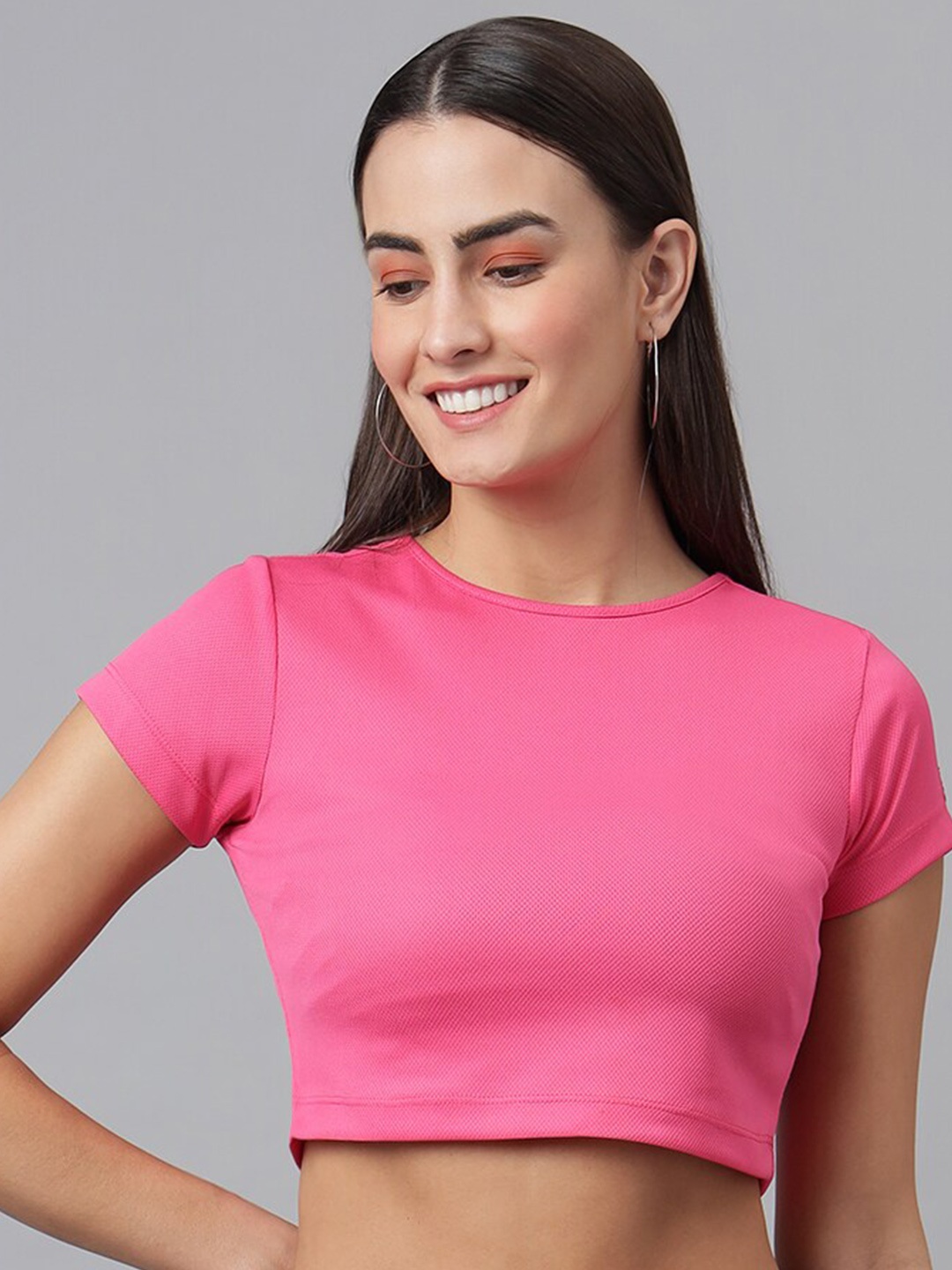 

FINSBURY LONDON Pink Quick Dry Fitted Crop Top