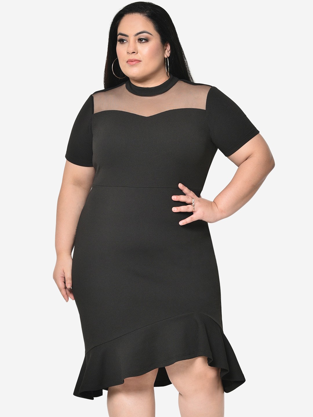 

wild U Plus Size Black Scuba Sheath Dress