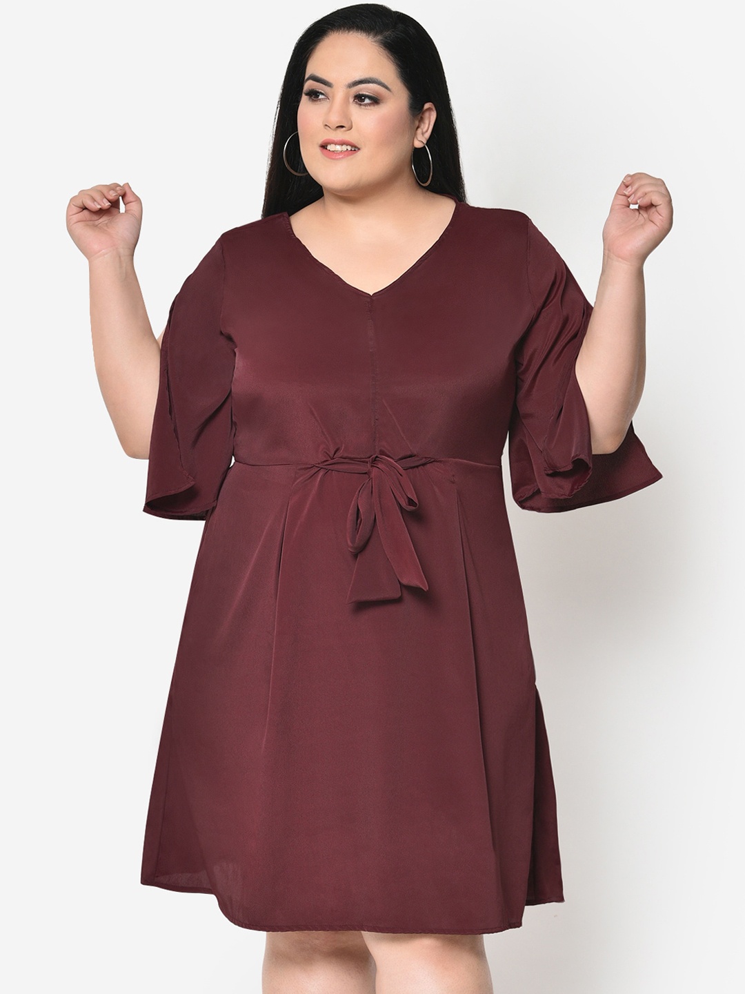 

wild U Plus Size Maroon Crepe Dress