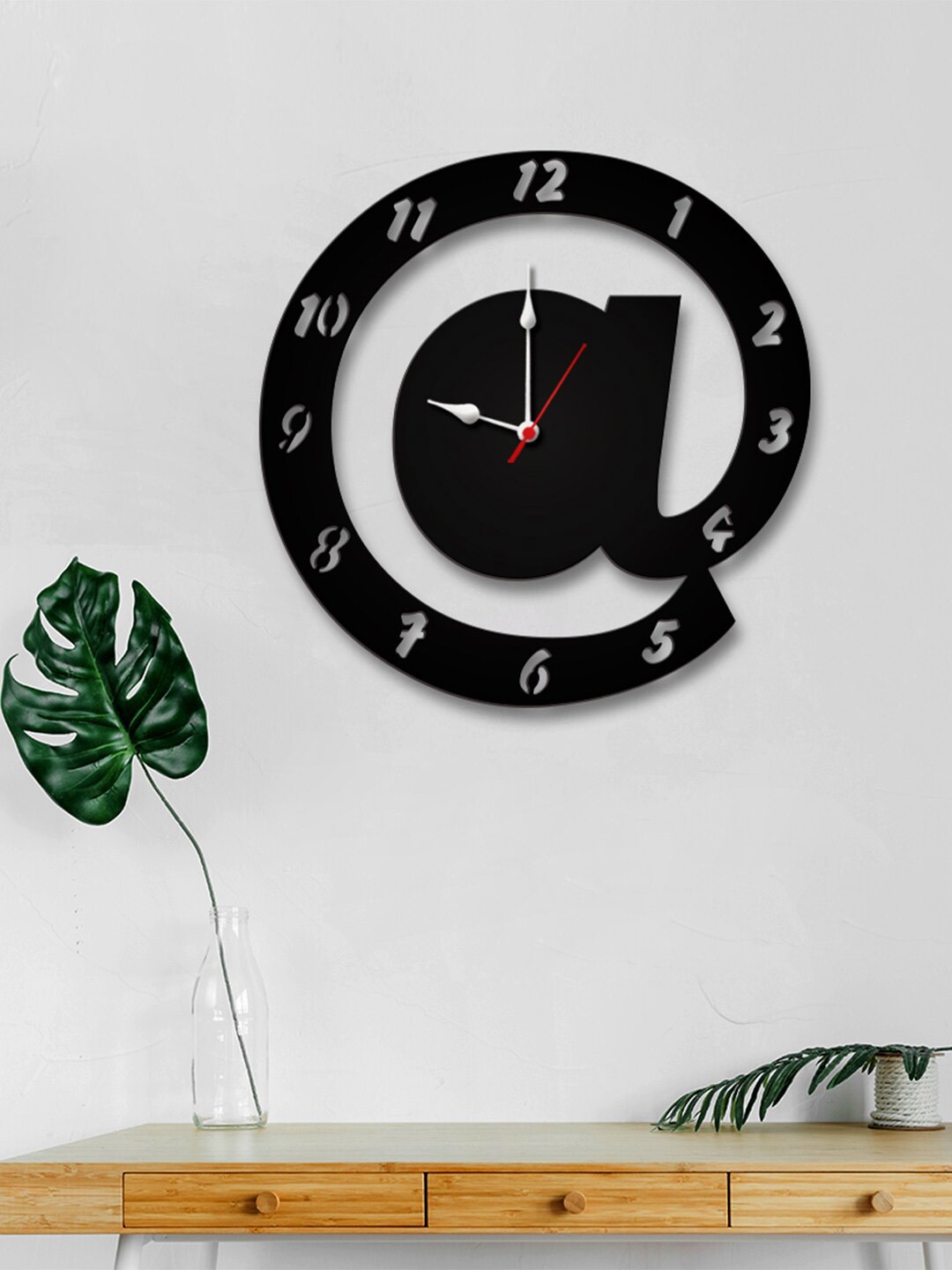 

WALLMANTRA Black & White Arroba Logo Contemporary Wall Clock
