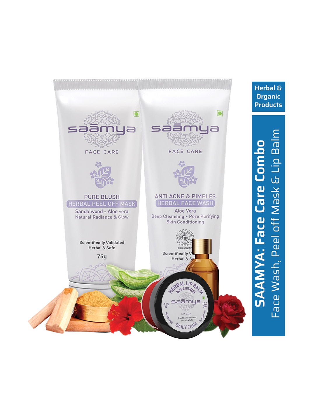 

Saamya Herbal Anti Acne Face Wash With Peel Off Mask & Rose & Hibiscus Lip Balm 160g, Green
