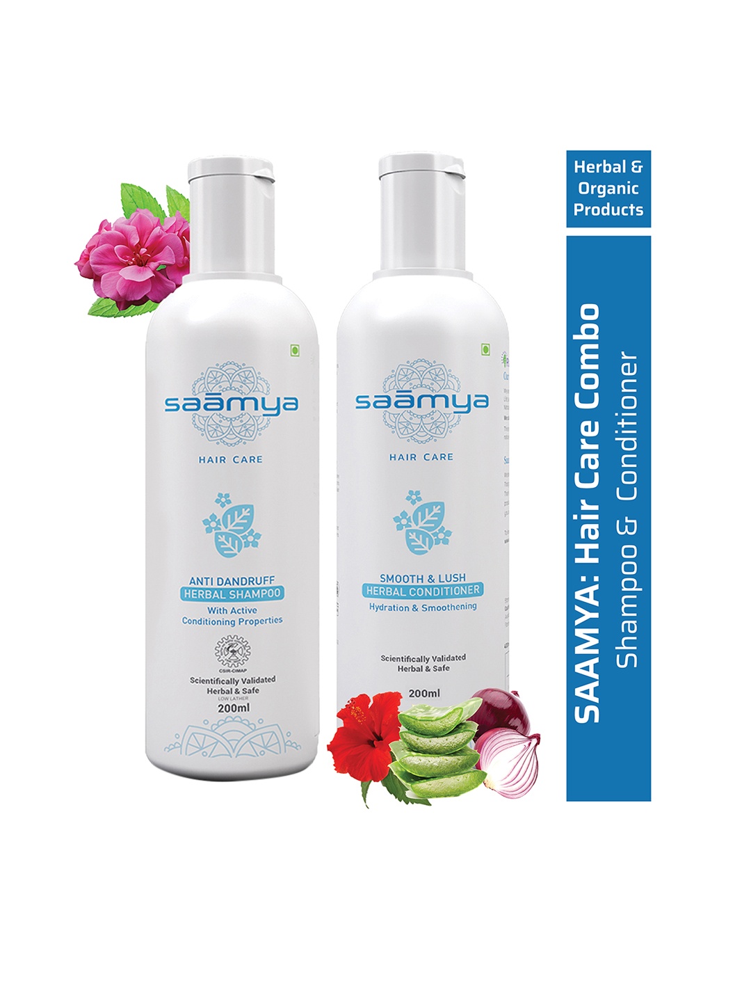 

Saamya Herbal Anti Dandruff Shampoo Smooth & Lush Conditioner, White