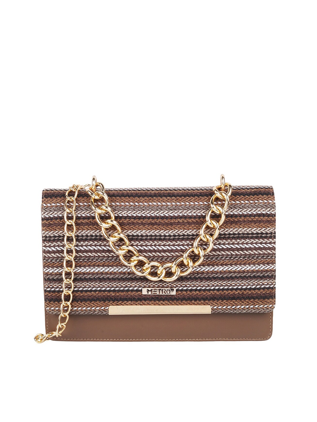 

Metro Brown Embellished Envelope Clutch