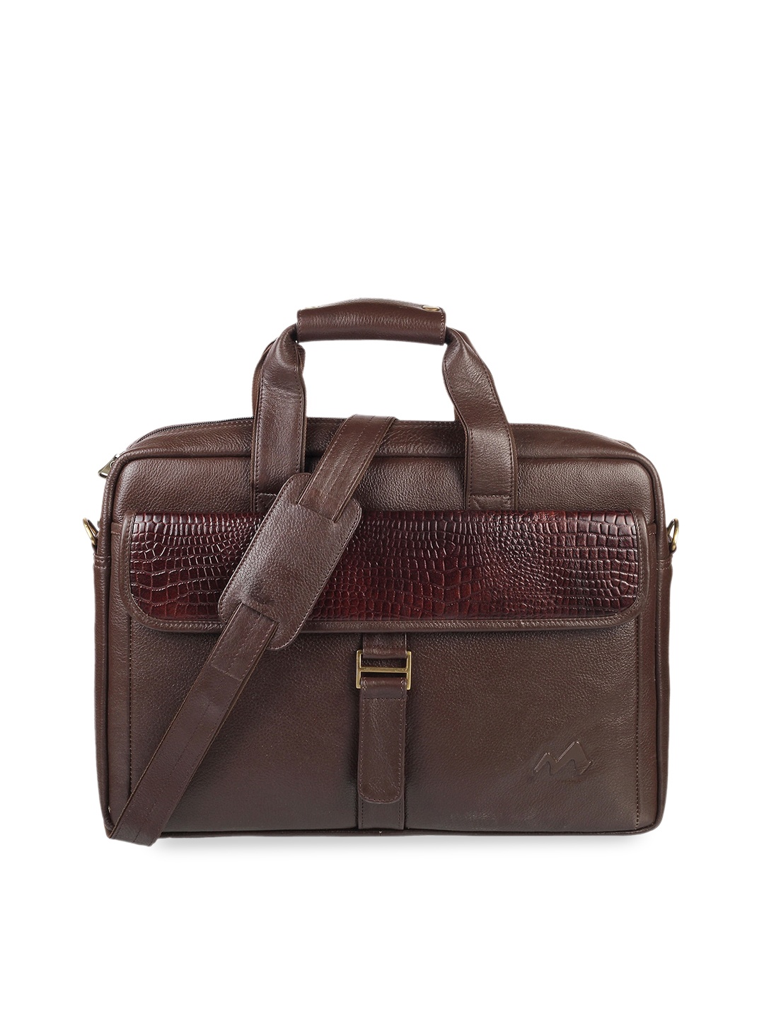 

Metro Brown Textured Leather Structured Handheld Bag