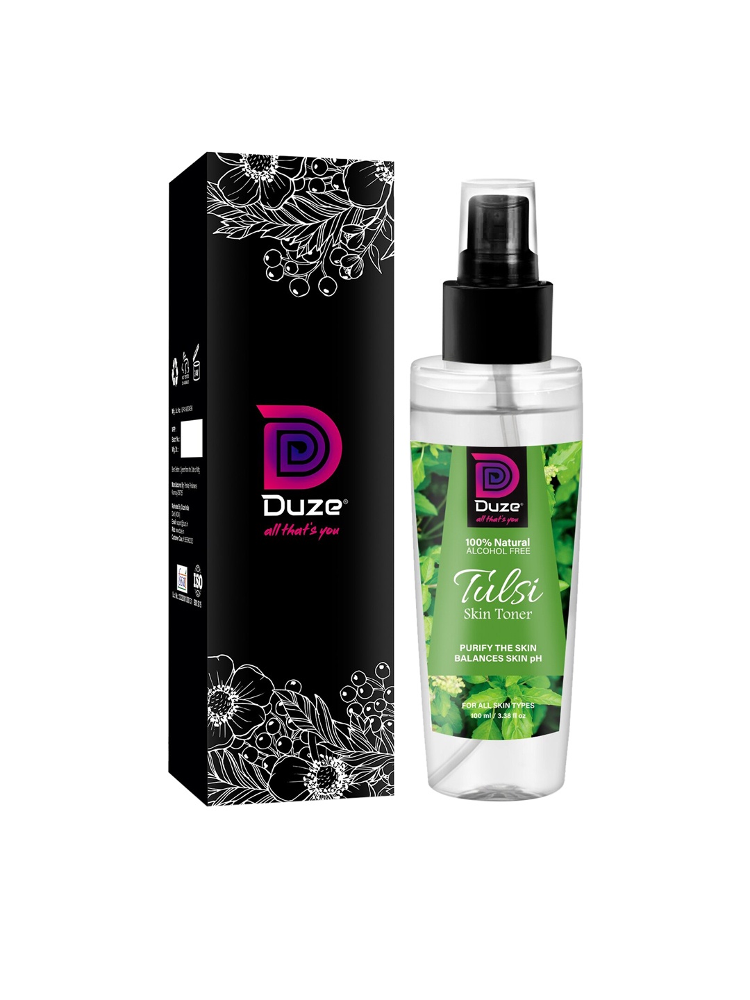 

Duze Tulsi Natural Organic & Chemical Free Mist Spray Skin Toner - 100 ml, White