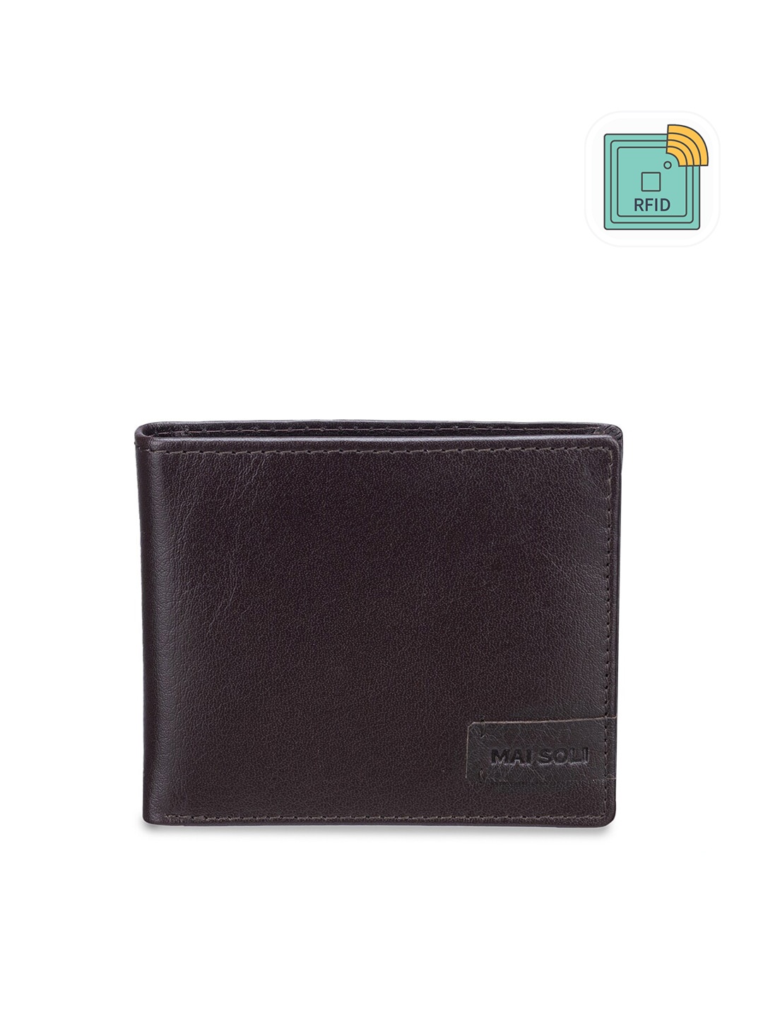 

MAI SOLI Men Brown Genuine Leather RFID Protected Ranch Two Fold Wallet