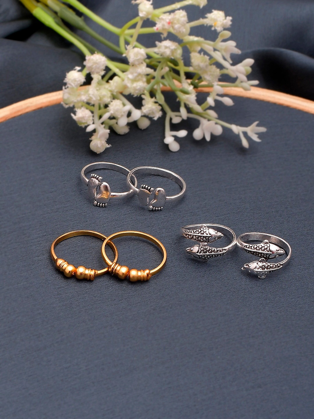 

Silvermerc Designs Set of 3 Silver-Plated Toe Rings