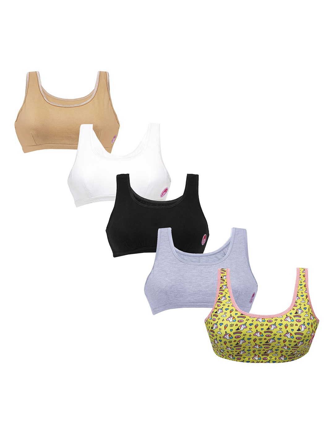 

DChica Pack Of 5 Beginners Bra, Yellow