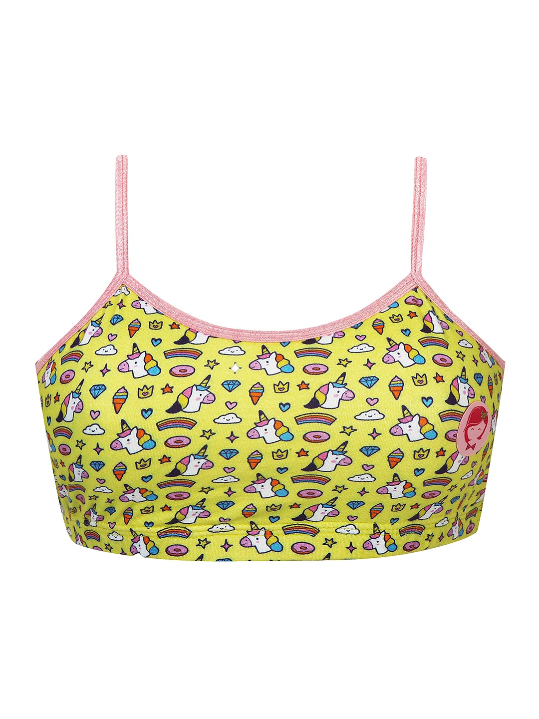 

Girls Double Layer Premium Cotton Non-Wired Non Padded Beginners Bra DCBRSE7105/xxxs, Yellow