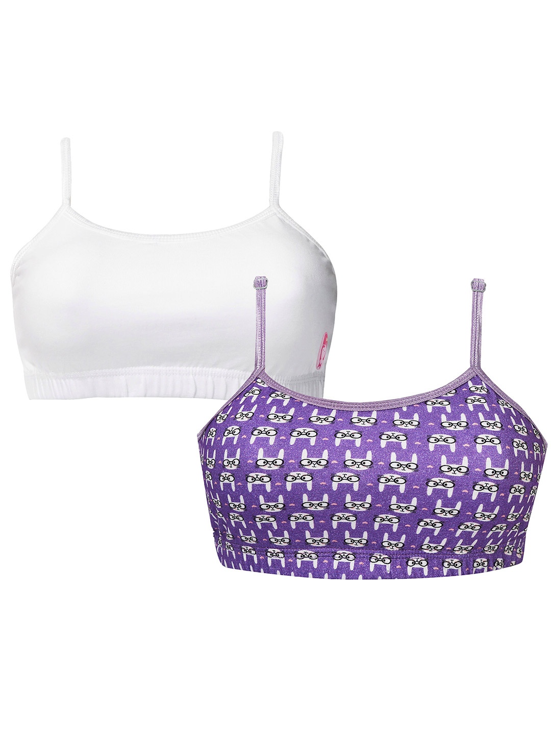 

Girls Pack Of 2 Double Layer Premium Cotton Non-Wired Non Padded Beginners Bra DCBRSE7097/xxxs, Purple