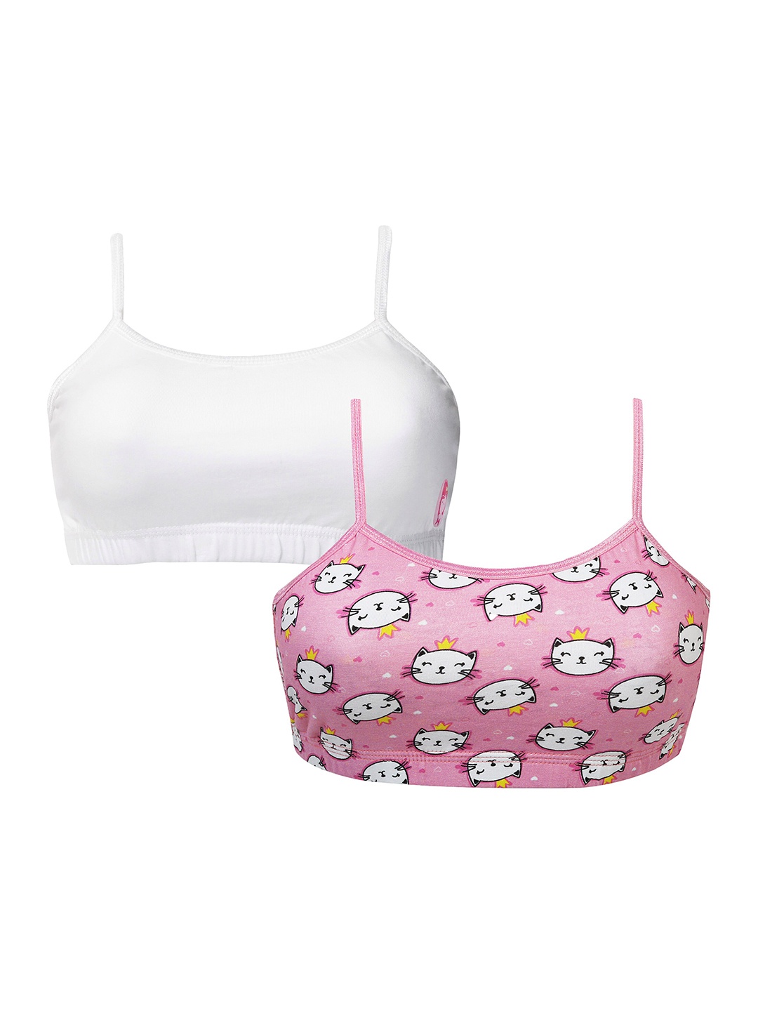 

Girls Pack Of 2 Double Layer Premium Cotton Non-Wired Non Padded Beginners Bra DCBRSE7094/xxxs, Pink