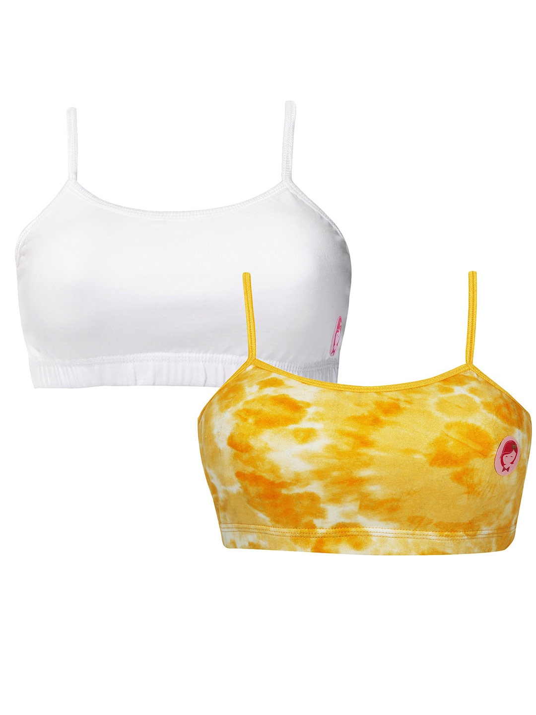 

Girls Pack Of 2 Double Layer Premium Cotton Non-Wired Non Padded Beginners Bra DCBRSE7109/xxxs, Yellow