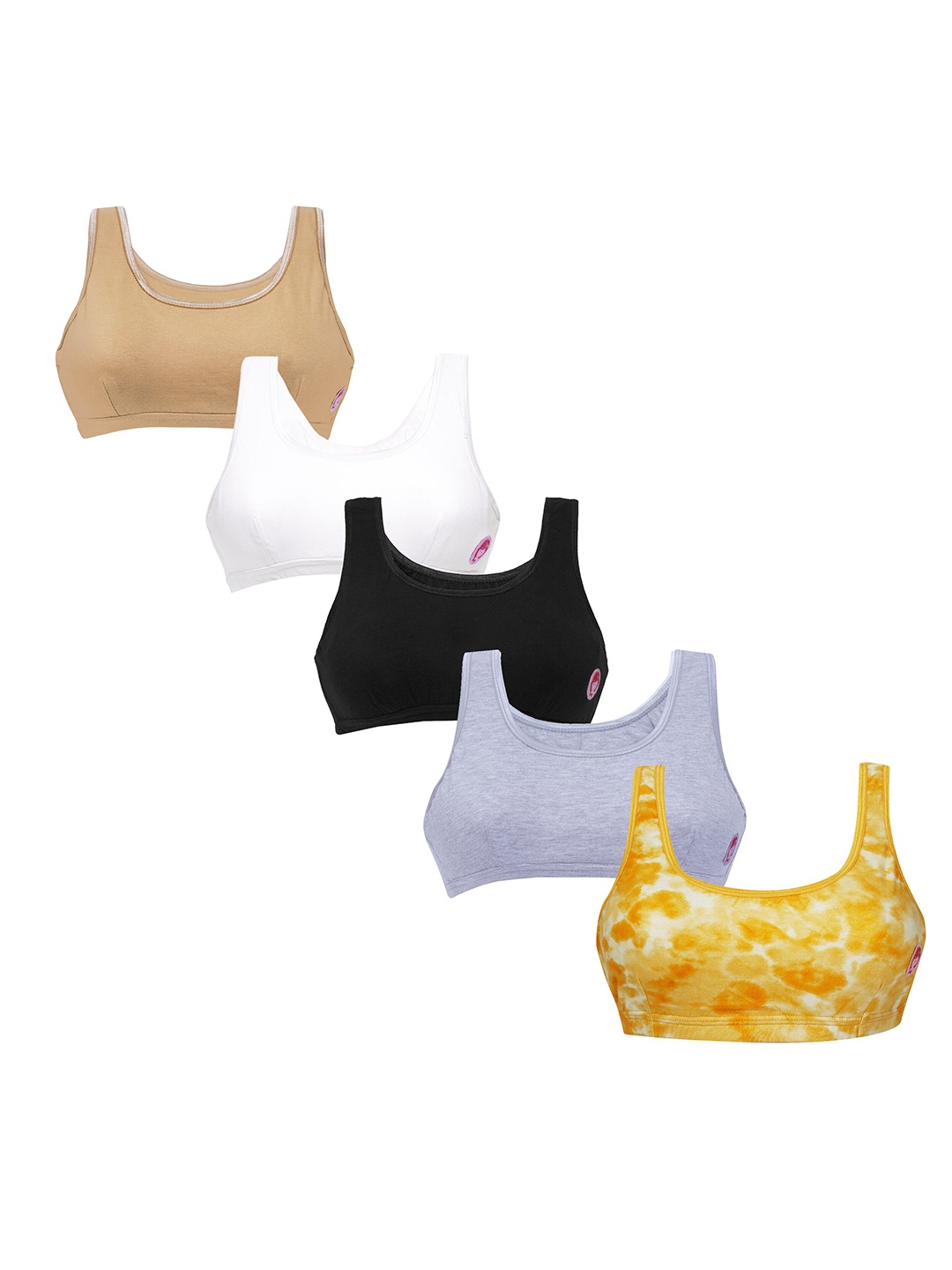 

Girls Pack Of 5 Double Layer Premium Cotton Non-Wired Non Padded Beginners Bra DCBRSE7087/xxxs, Multi