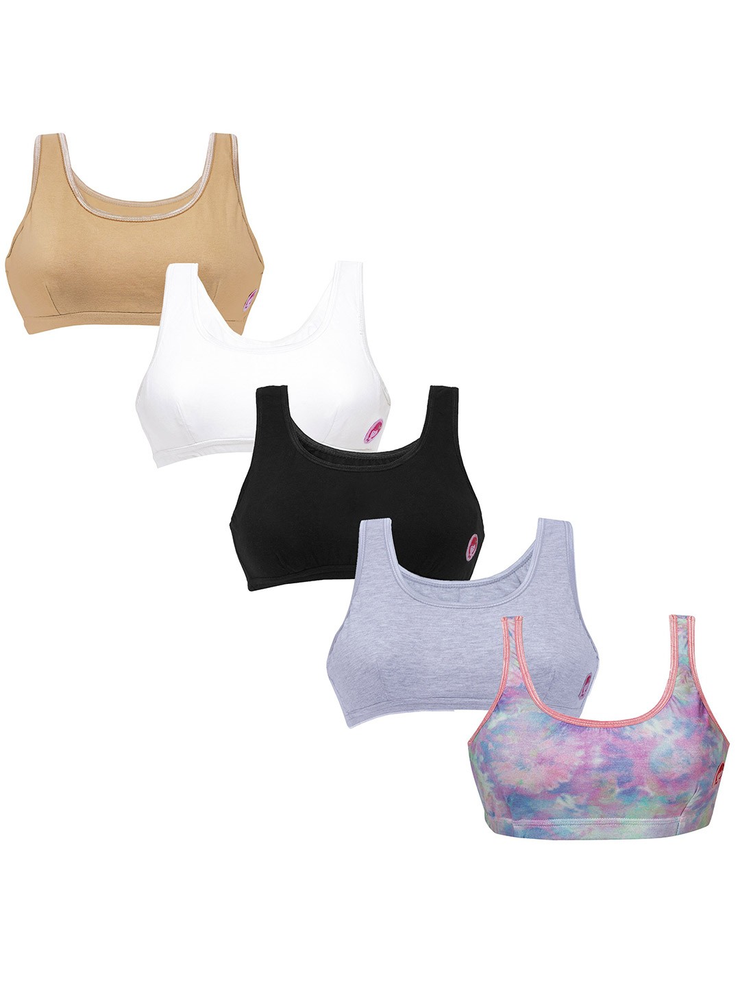 

DChica Pack Of 5 Multicoloured Beginners Bra, Multi
