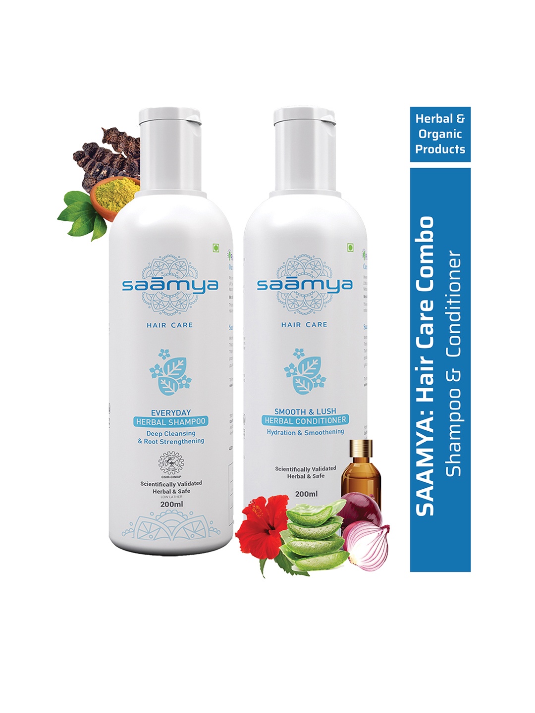 

Saamya Herbal Anti Hair Fall Shampoo 200 ml Smooth & Lush Conditioner 200 ml, Brown