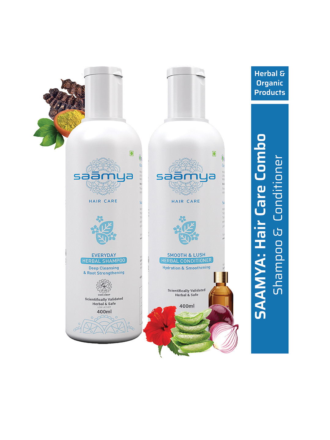 

Saamya Herbal Anti Hair Fall Shampoo Smooth & Lush Conditioner, White