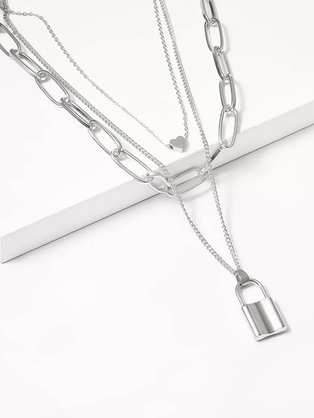 

NEUDIS Silver-Plated Contemporary Layered Necklace