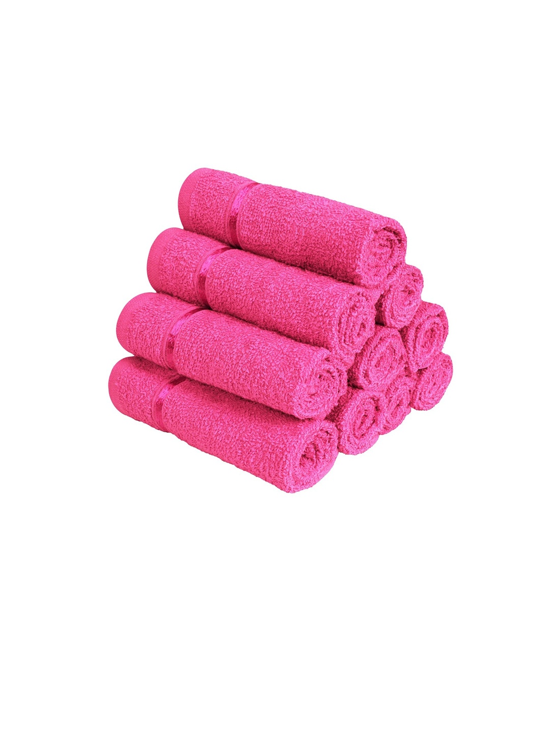 

Story@home Set Of 10 Solid 450 GSM Pure Cotton Face Towels, Pink