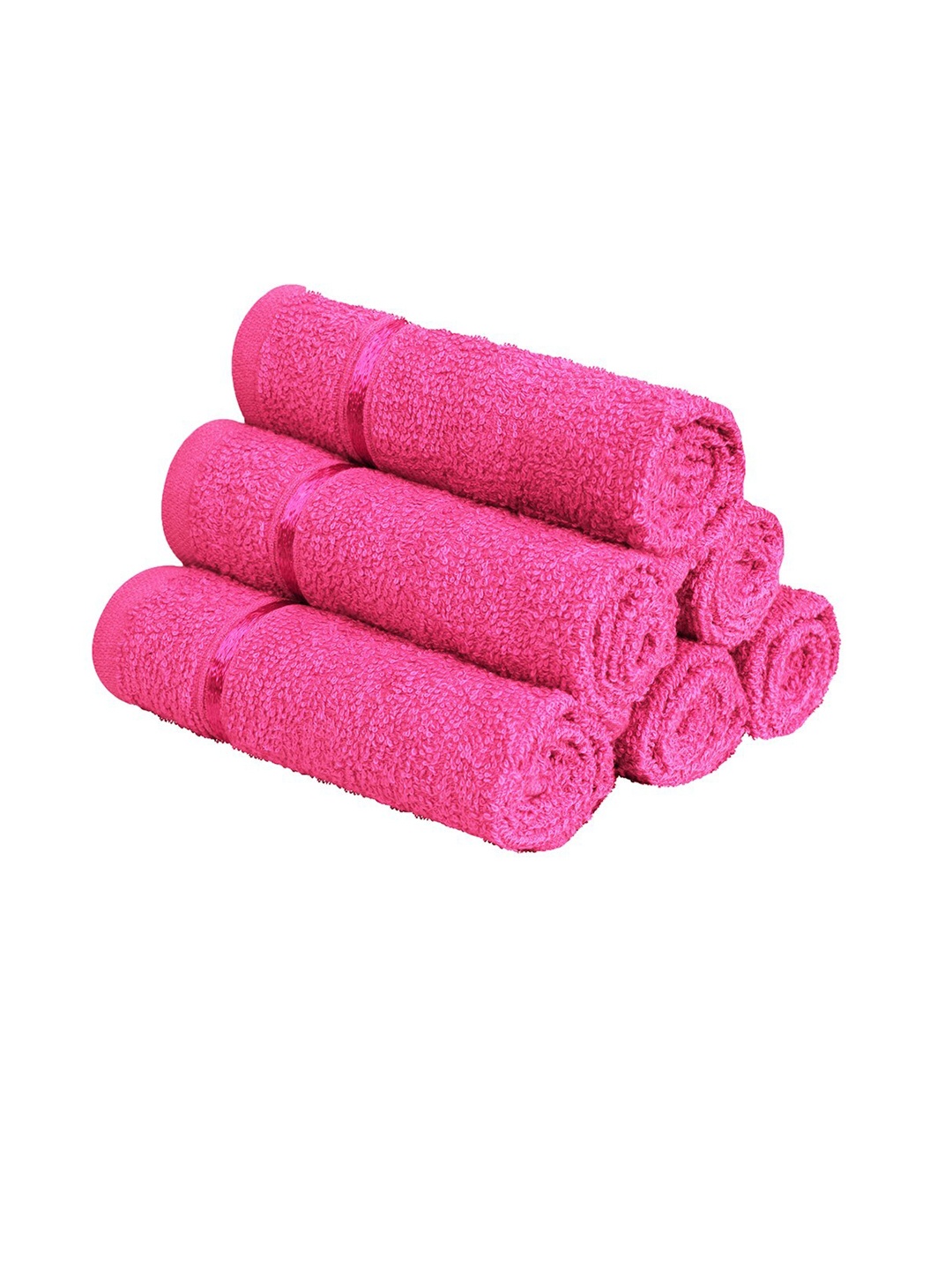 

Story@home Set Of 6 Pink Solid 450 GSM Pure Cotton Towels Set