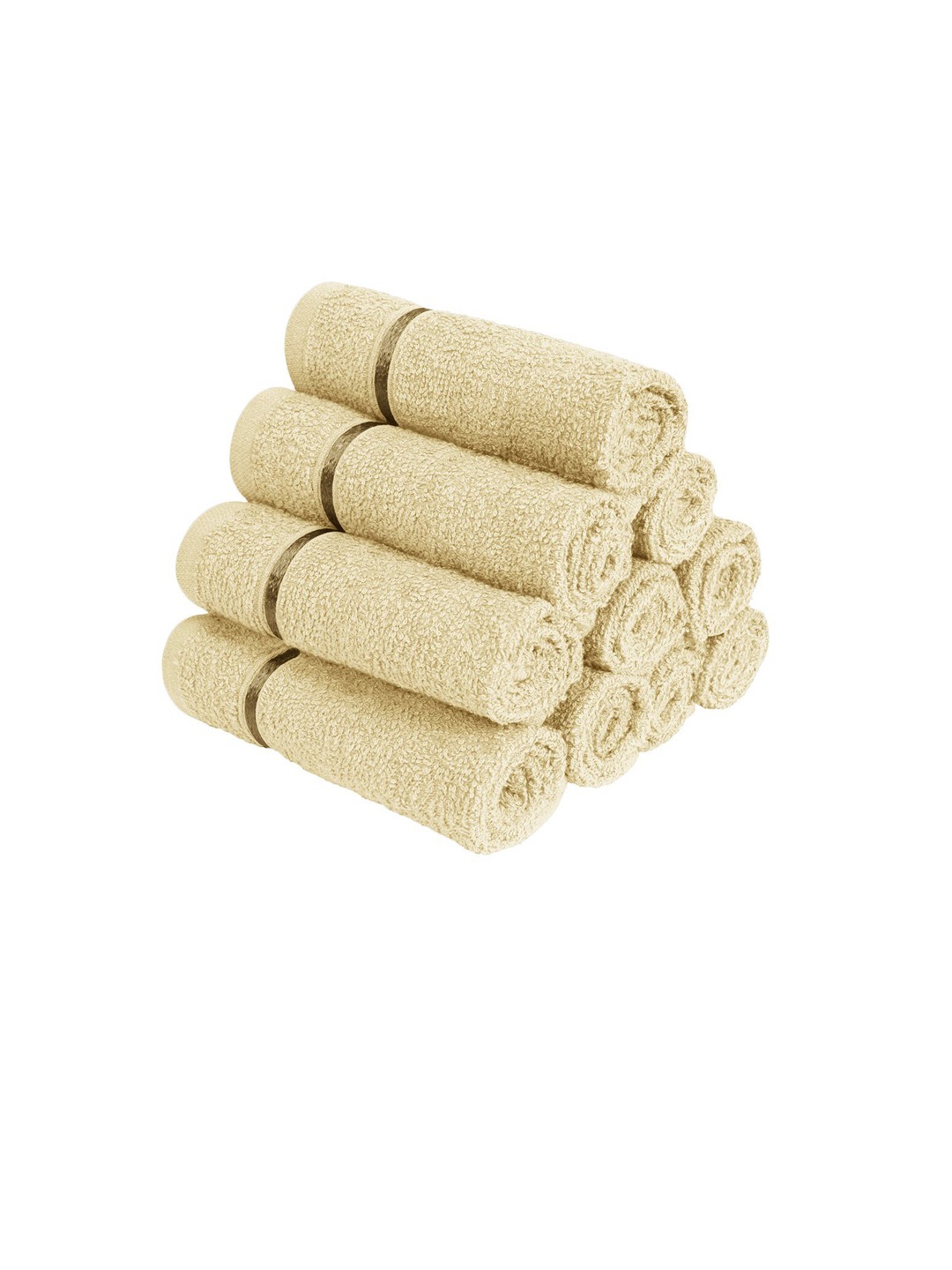 

Story@home Set Of 10 Solid 450 GSM Pure Cotton Face Towels, Beige