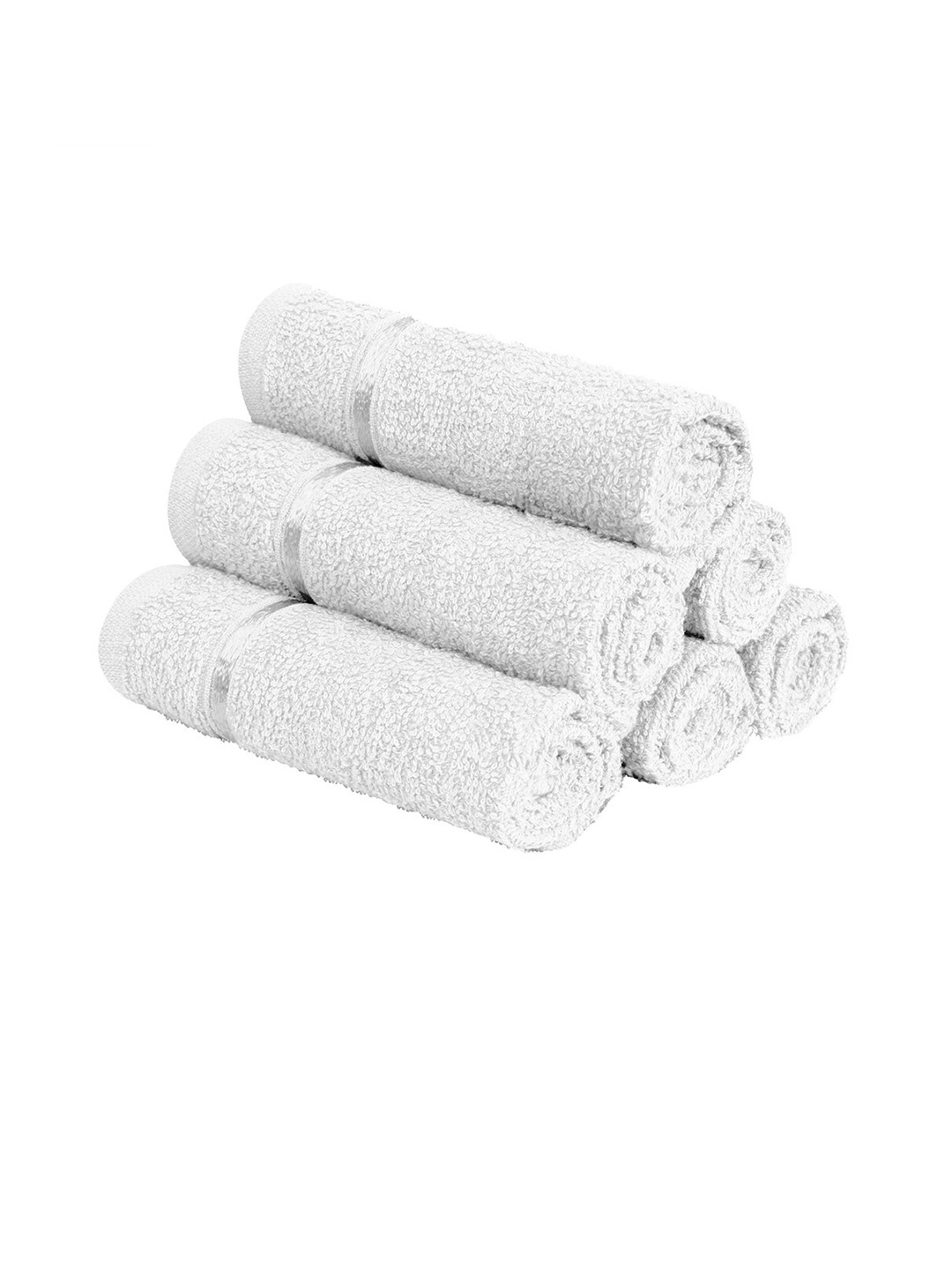 

Story@home Set Of 6 Solid 450 GSM Pure Cotton Face Towels, White