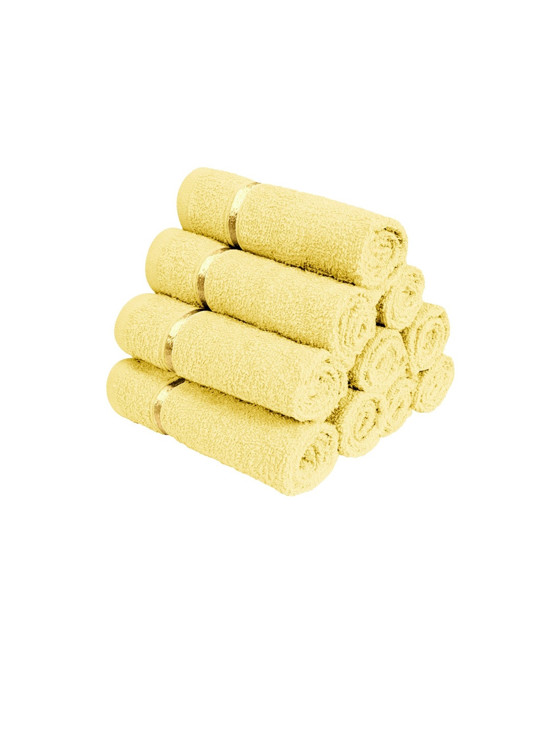 

Story@home Set Of 10 Solid 450 GSM Pure Cotton Face Towels, Yellow