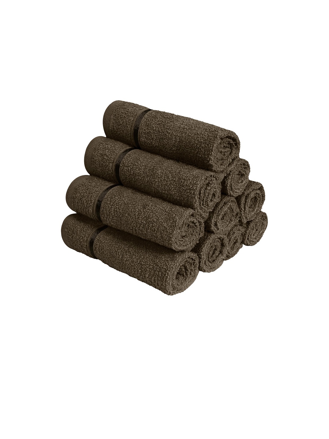 

Story@home Set Of 10 Brown Solid Pure Cotton 450 GSM Face Towels