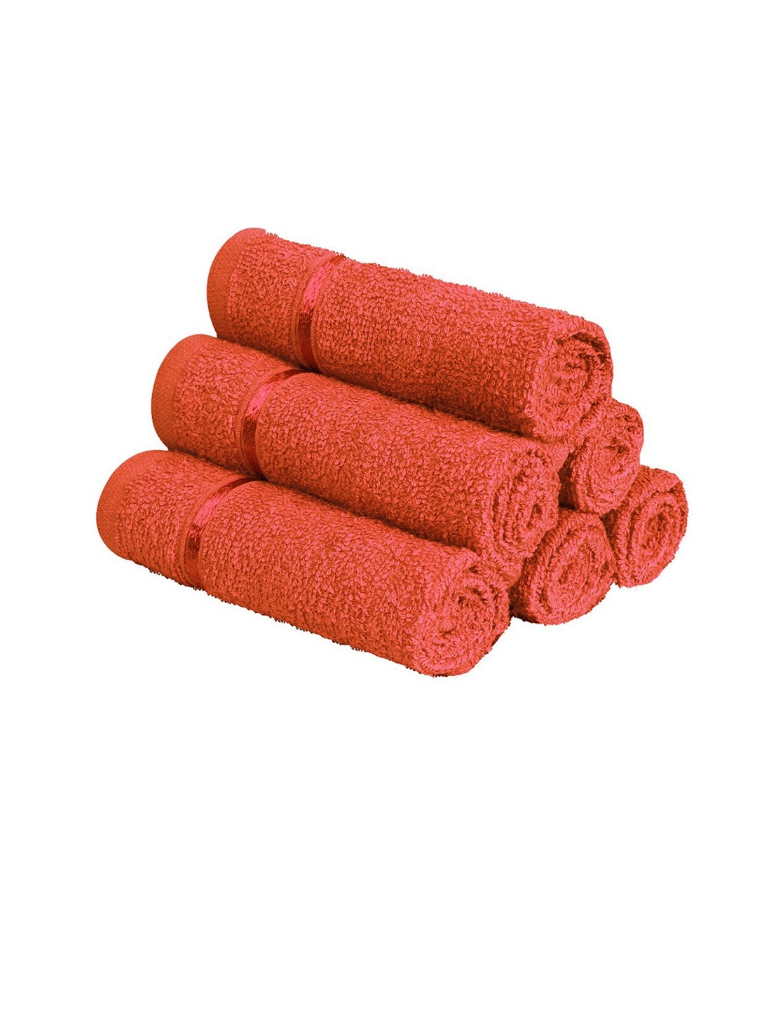 

Story@home Set Of 6 Solid 450 GSM Pure Cotton Face Towels, Orange