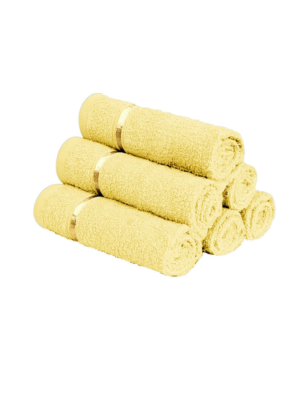 

Story@home Set Of 6 Solid 450 GSM Pure Cotton Face Towels, Yellow