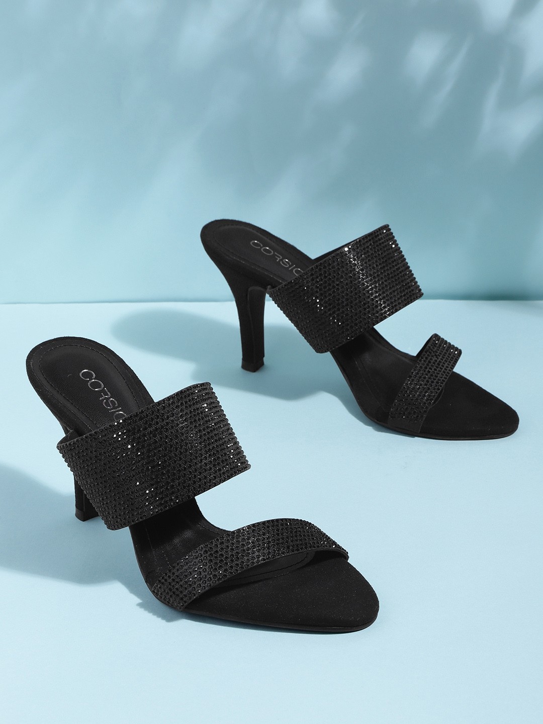 

CORSICA Women Black Embellished Handcrafted Party Heels