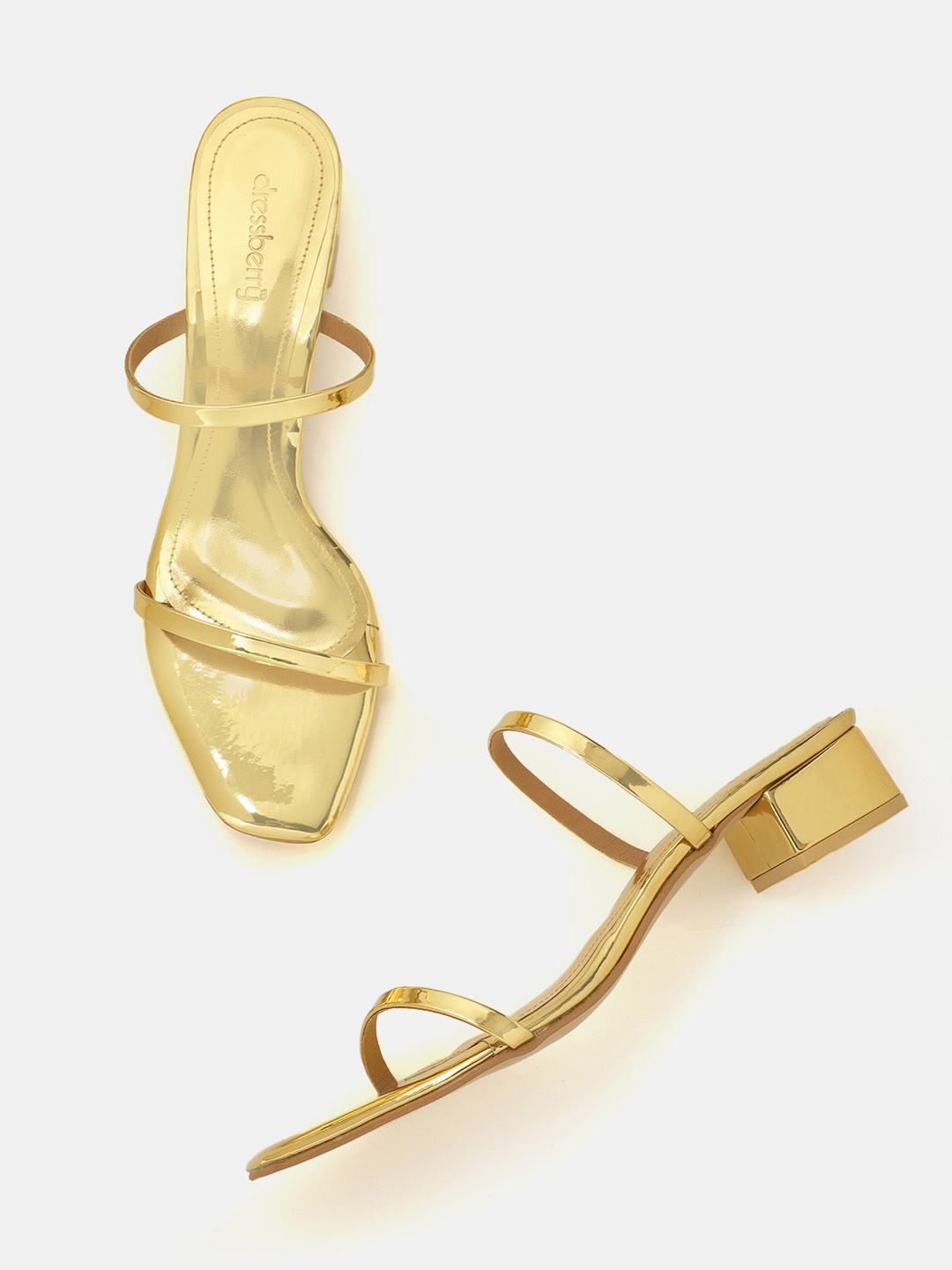 

DressBerry Women Gold-Toned Solid Block Heels