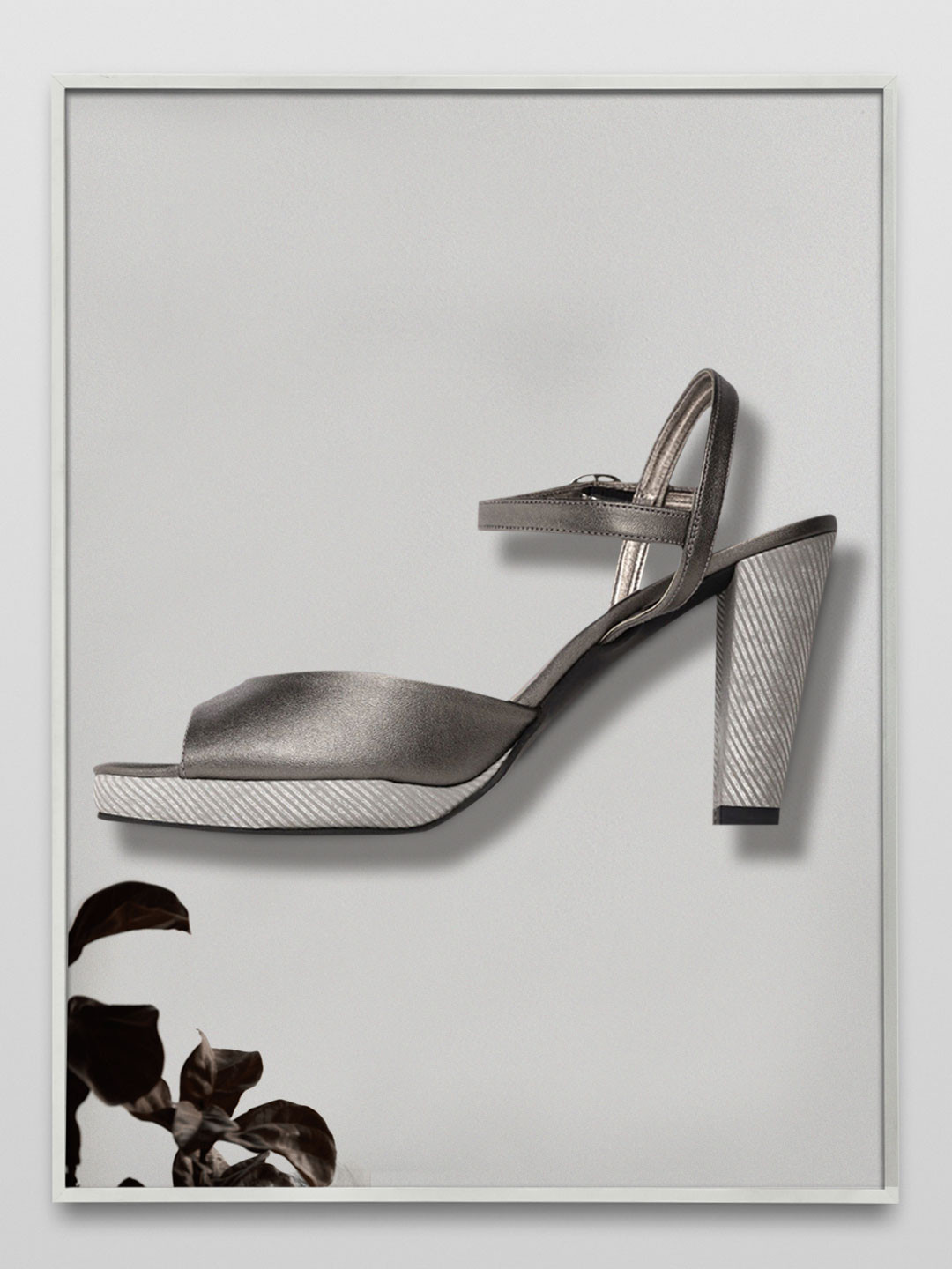 

CORSICA Silver-Toned & Grey Solid Block Heel Sandals