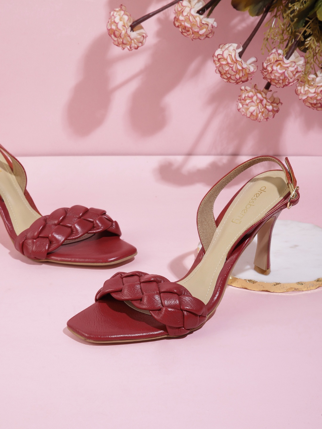 

DressBerry Women Maroon Braided Handcrafted Heels