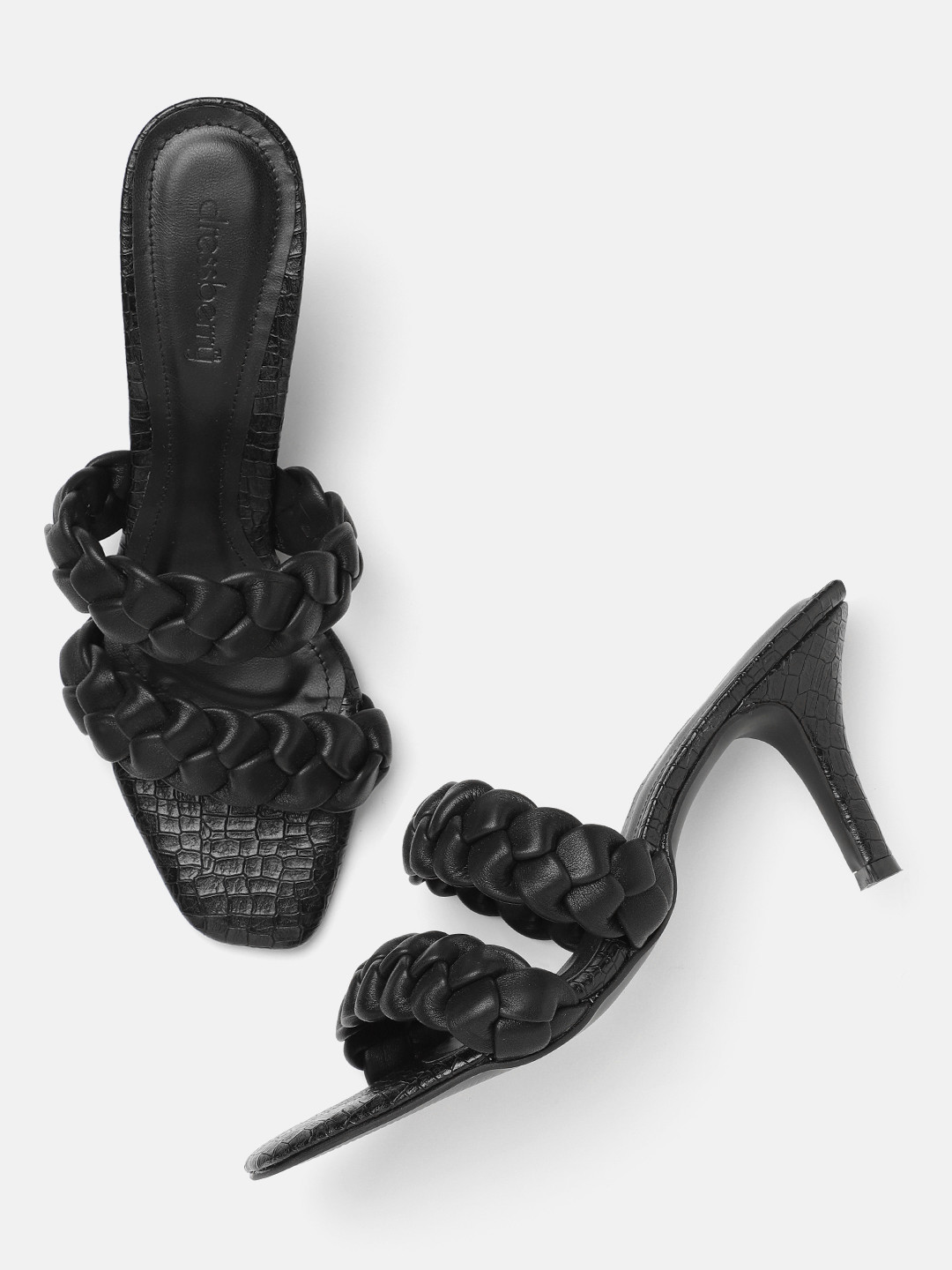 

DressBerry Women Black Braided Handcrafted Heels