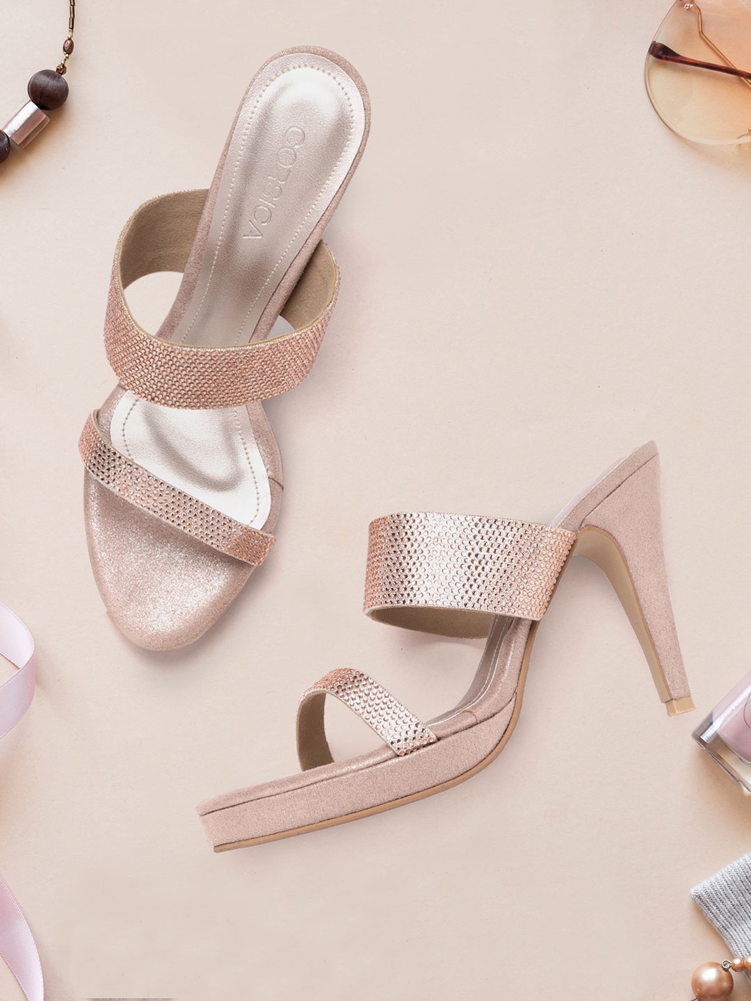 

CORSICA Rose Gold-Toned Embellished Stilettos