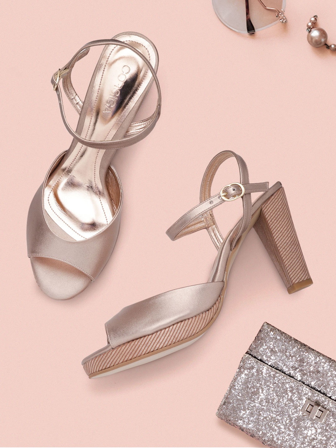 

CORSICA Rose Gold-Toned Platform Peep Toes