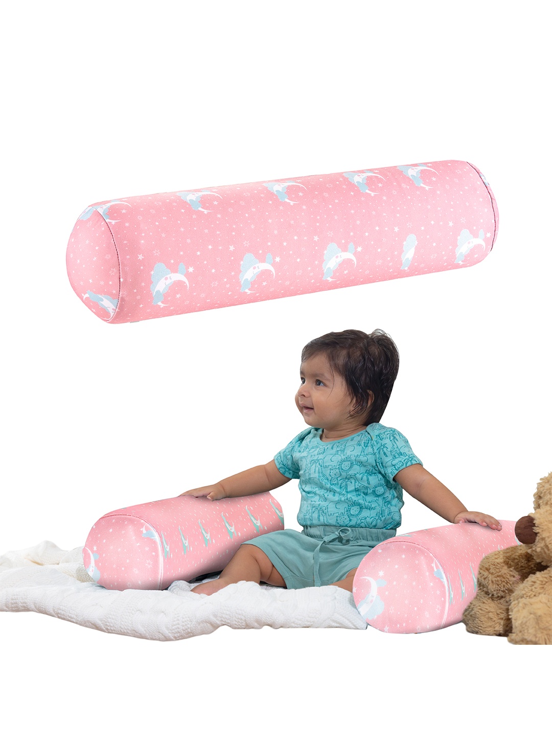 

The White Willow Kids Pink Printed Bolster Pillow