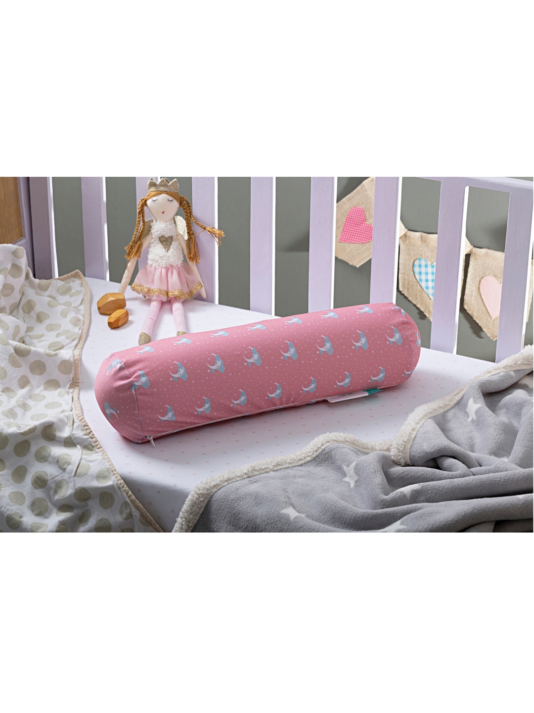 

The White Willow Unisex Kids Pink Set Of 2 Memory Foam Baby Printed Bolsters