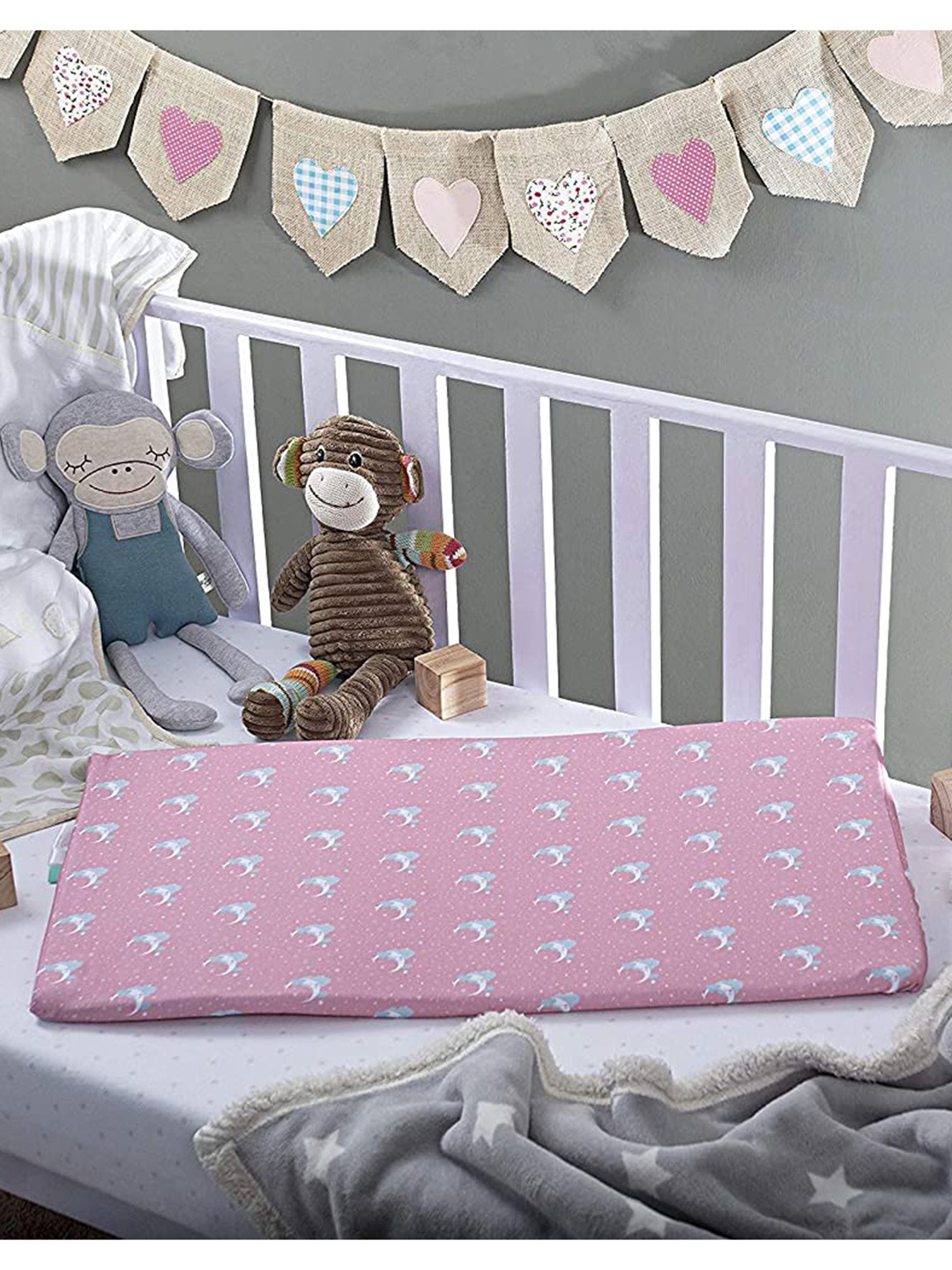 

The White Willow Infants Kids Pink & White Printed Memory Foam Baby Pillow