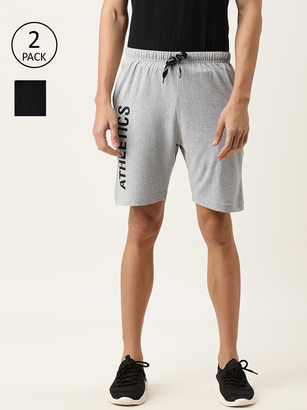 

Urban Dog Men Black & Grey Pack Of 2 Graphic Printed Regular Shorts