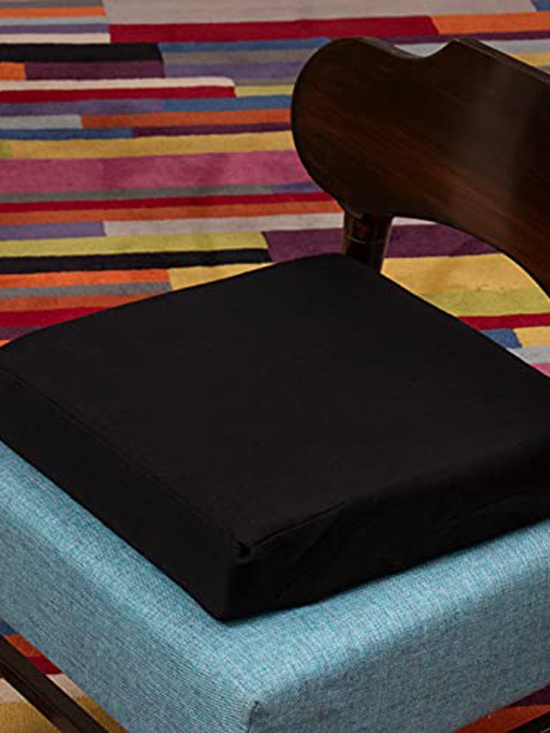 

The White Willow Set Of 2 Black Solid Orthopedic Memory Foam Cushion Seat Chair Pads